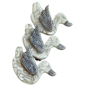 Lea Stein Three little ducks Brooch pin Signed Paris Duck Bird original Designer